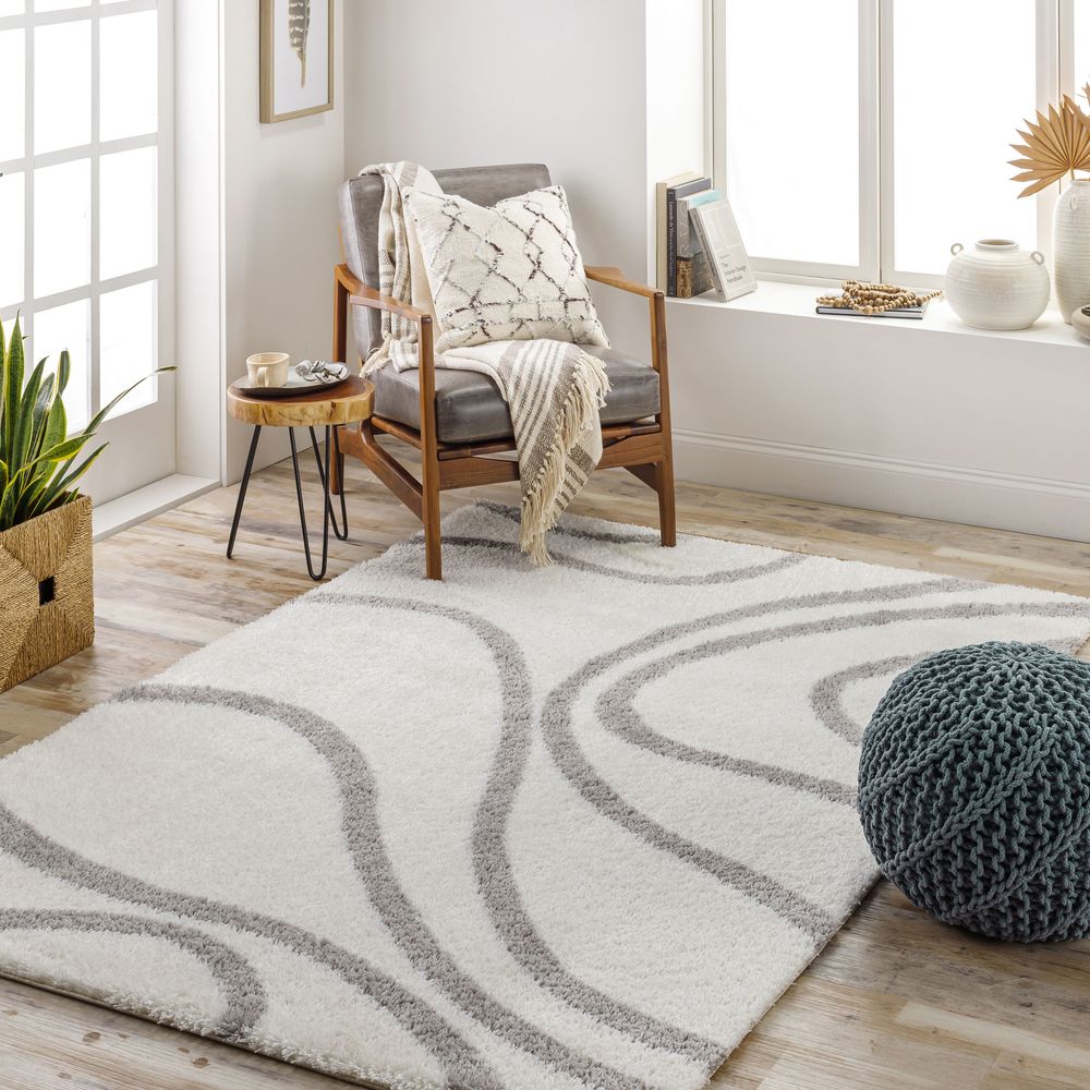 Cloudy Shag CDG-2300 Ivory / Gray Rugs #color_ivory / gray