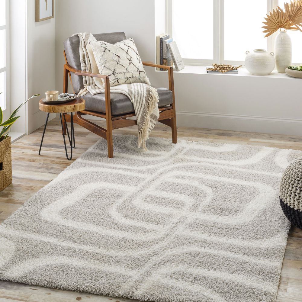 Cloudy Shag CDG-2309 Ivory / Gray Rugs #color_ivory / gray