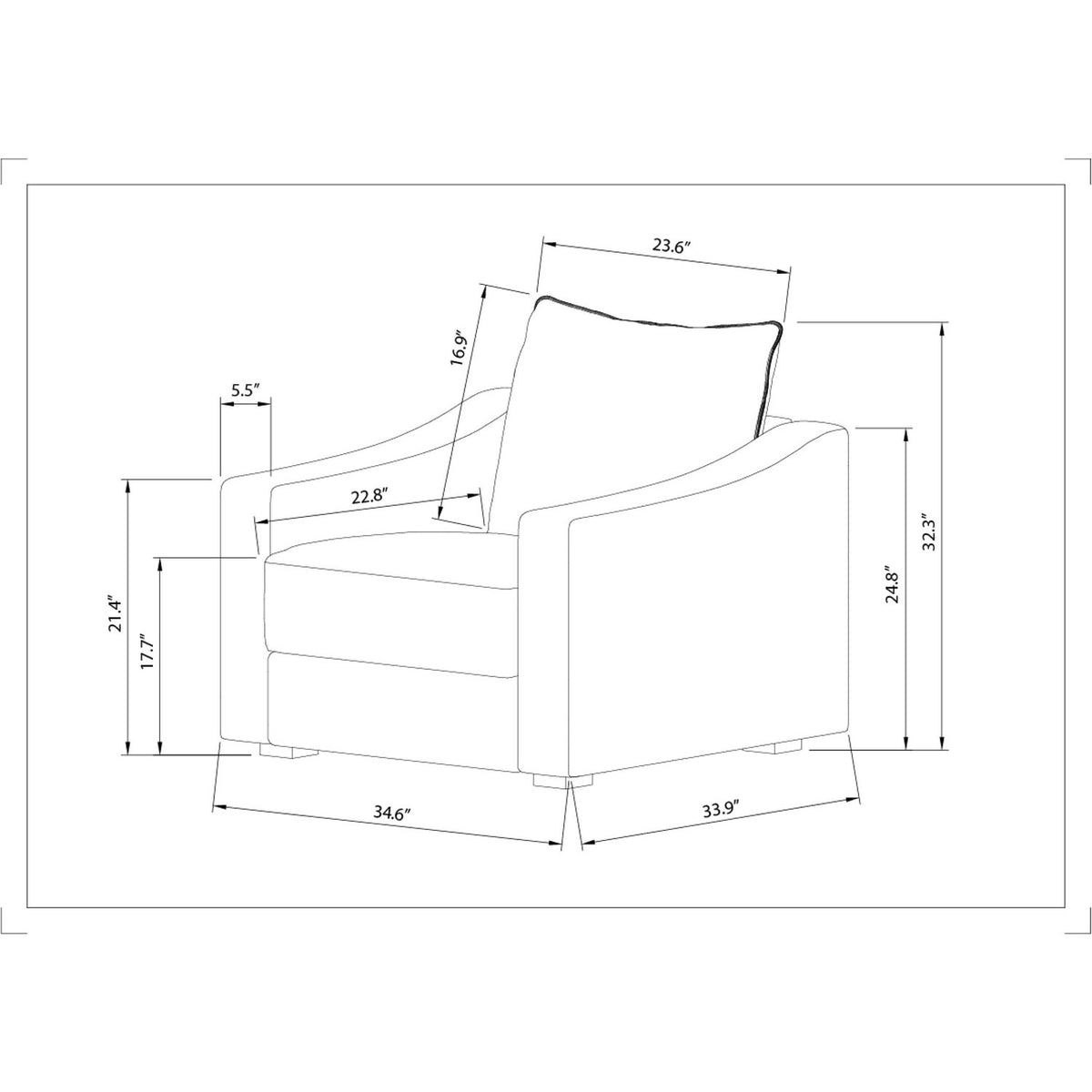 Sutterlin Accent Chair - linedrawing