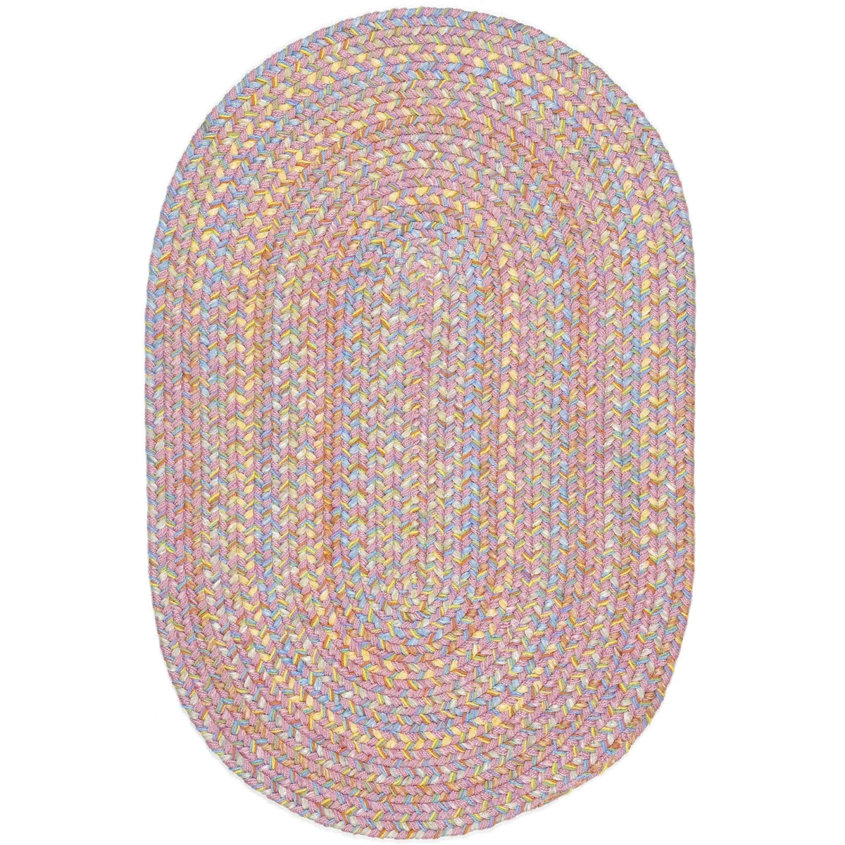 Hipster Kids and Playroom Braided Rug -Yellow Multi