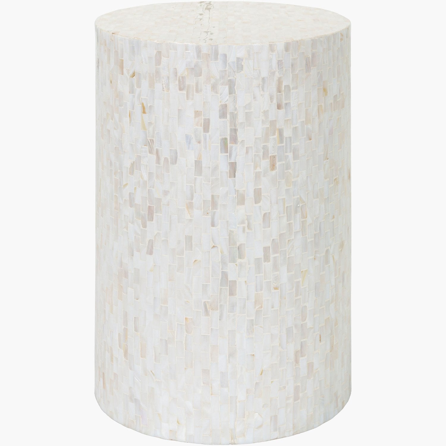 Iridescent End Table in Ivory & Gray