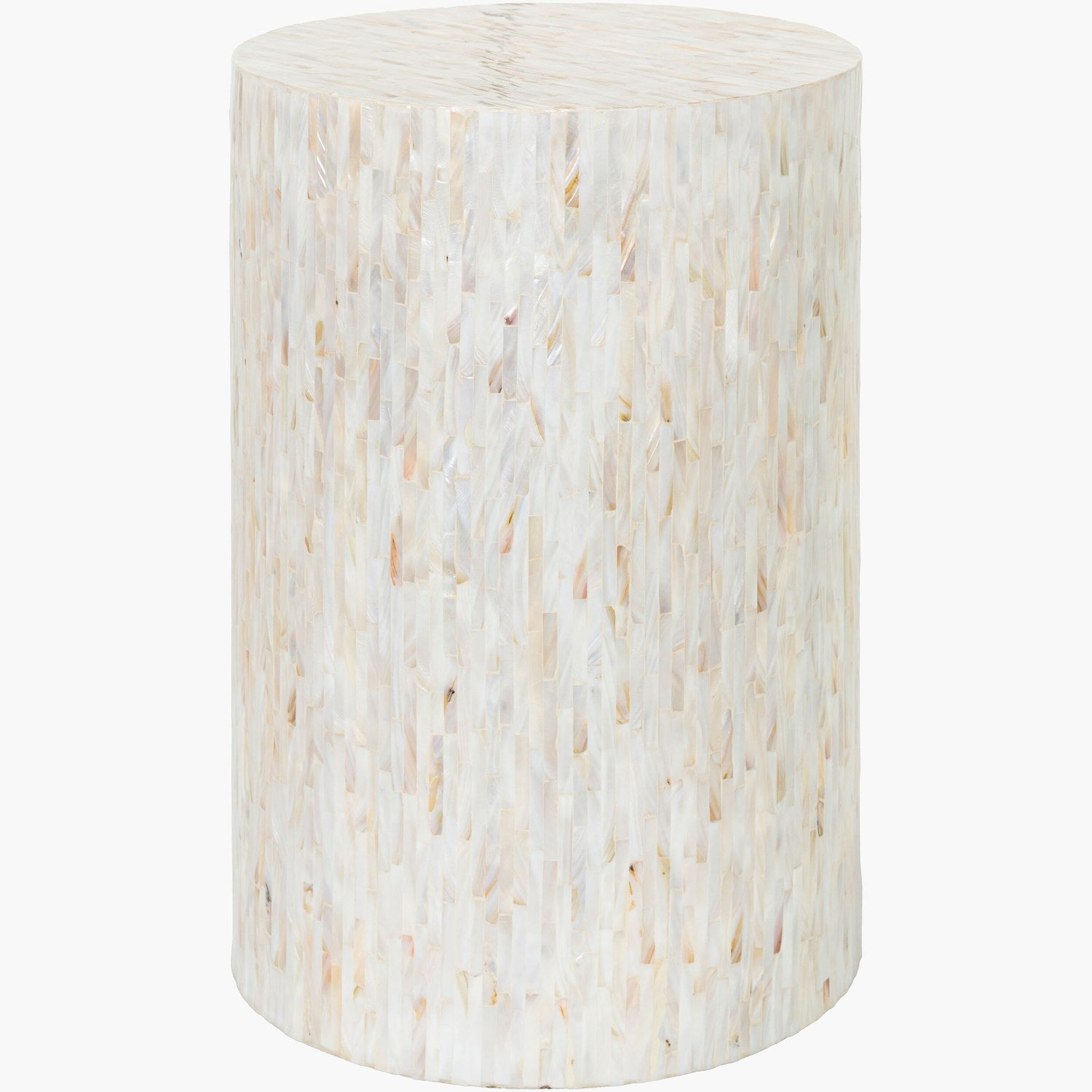 Iridescent End Table in Tan & Ivory