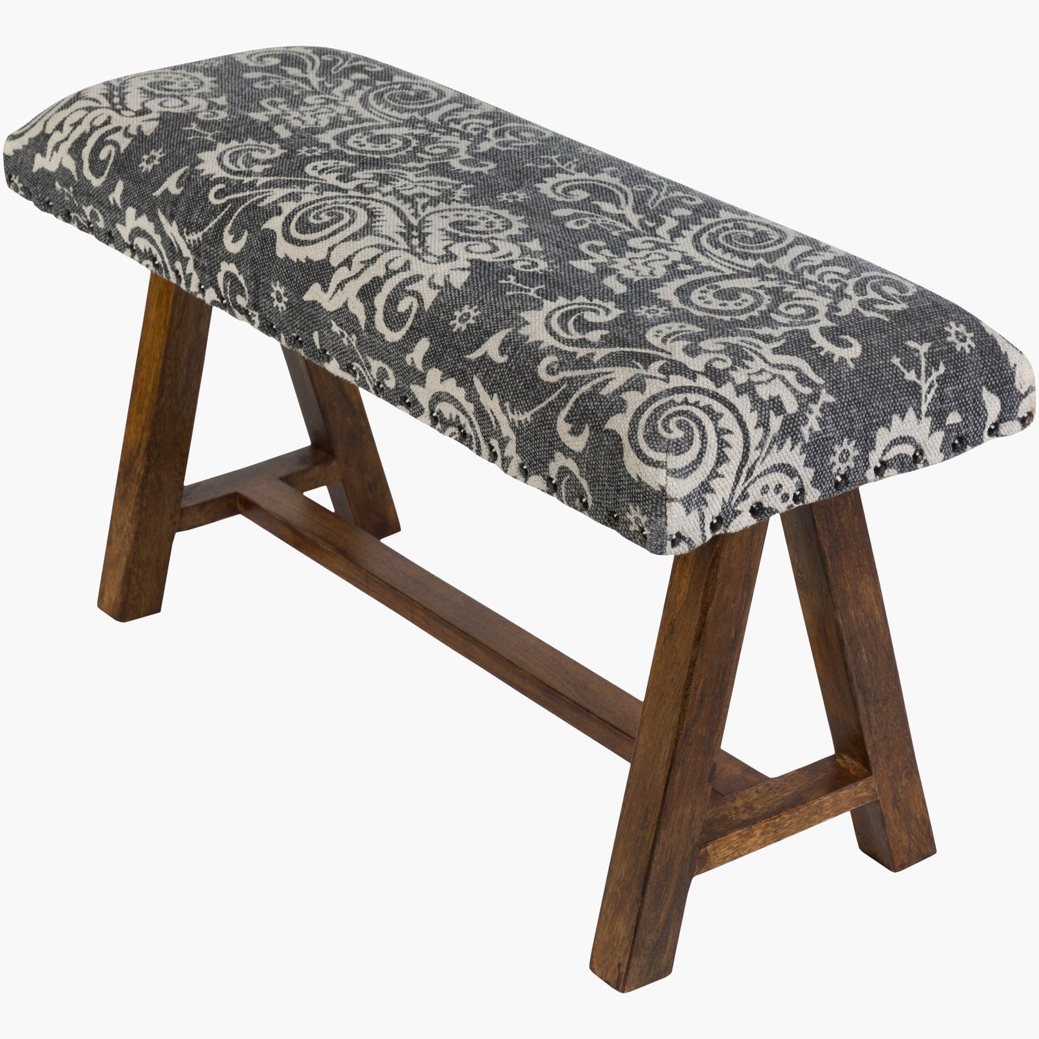 Kanpur Bench in Light Gray & Off-White