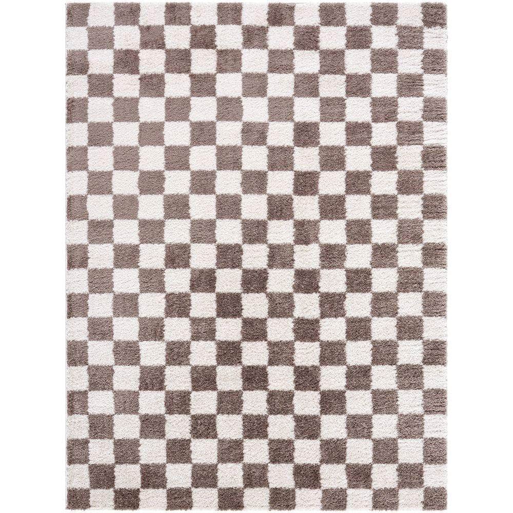 Machine Woven FSG-2328 Light Beige, Dark Brown Rugs #color_light beige, dark brown