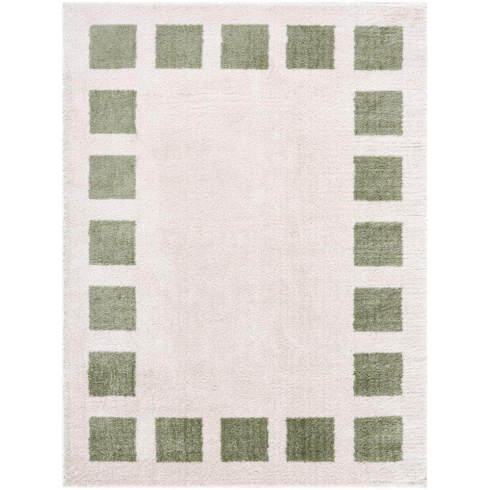 Machine Woven FSG-2315 Light Beige, Grass Green Rugs #color_light beige, grass green
