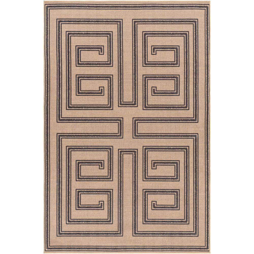 Machine Woven EZT-2307 Light Brown, Black Rugs #color_light brown, black