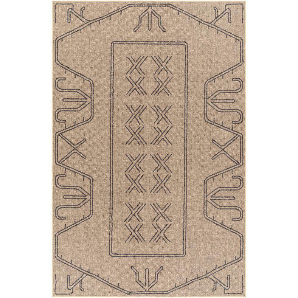 Machine Woven EZT-2305 Light Brown, Black Rugs #color_light brown, black