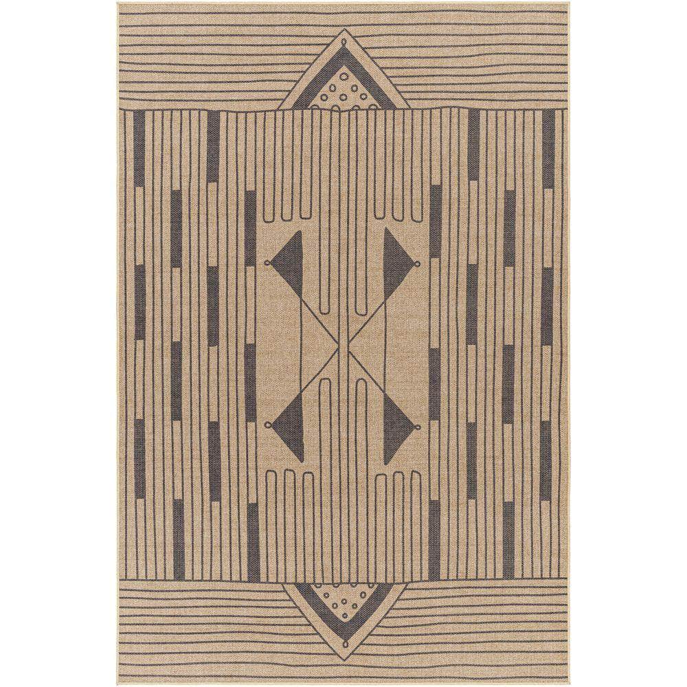 Machine Woven EZT-2302 Light Brown, Black Rugs #color_light brown, black