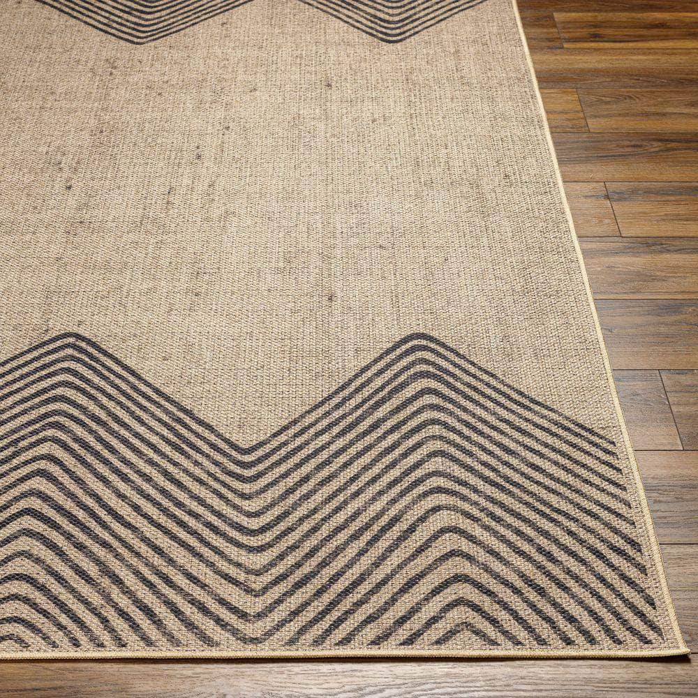 Machine Woven EZT-2314 Light Brown, Black Rugs #color_light brown, black
