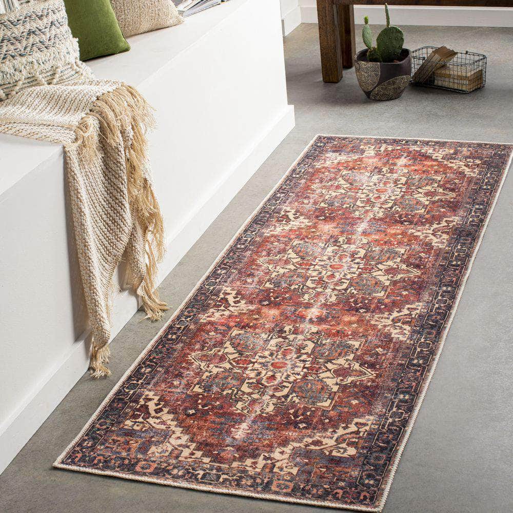Machine Woven AML-2308 Rust, Dark Green Rugs #color_rust, dark green