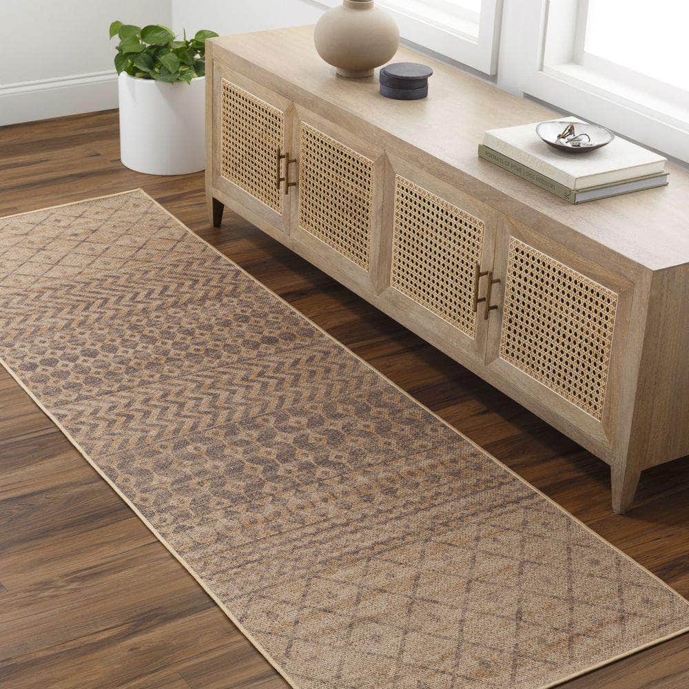 Machine Woven EZT-2300 Light Brown, Black Rugs #color_light brown, black