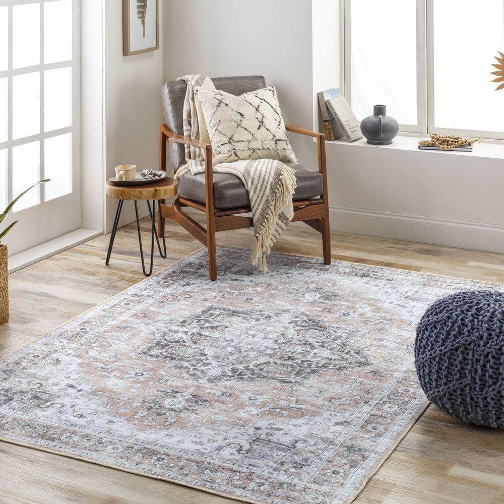 Machine Woven THI-2702 Beige, Charcoal Rugs #color_beige, charcoal