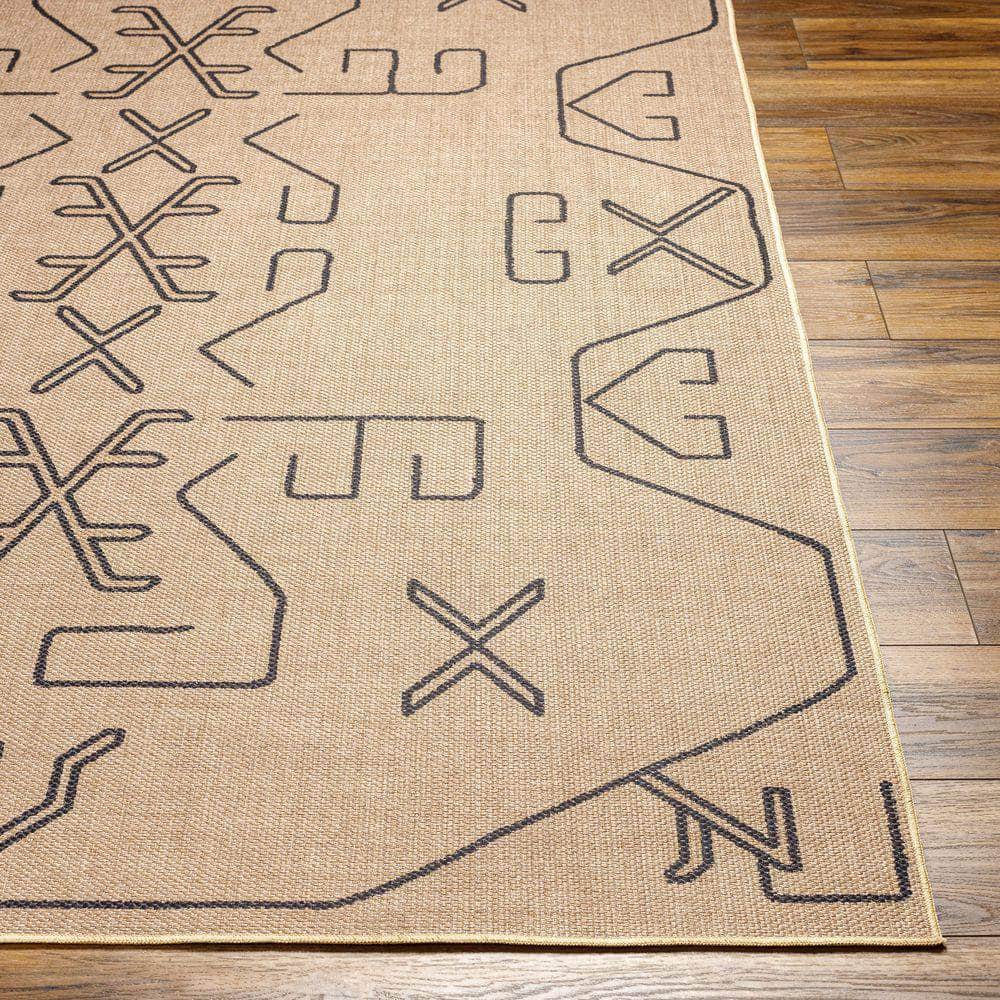 Machine Woven EZT-2306 Light Brown, Black Rugs #color_light brown, black