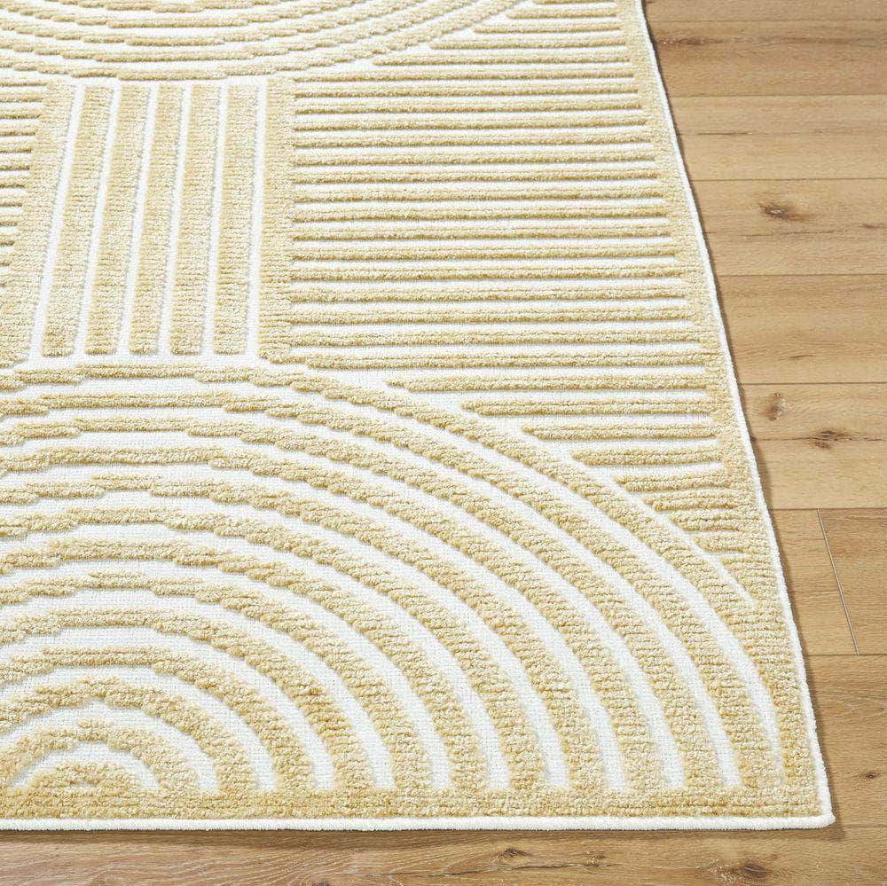 Machine Woven LYA-2330 White, Mustard Rugs #color_white, mustard