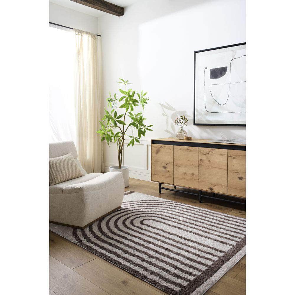 Machine Woven FSG-2310 Light Beige, Dark Brown Rugs #color_light beige, dark brown