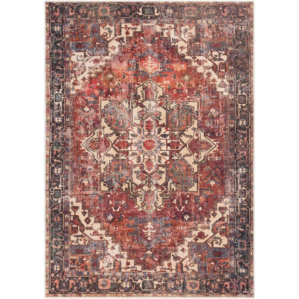 Machine Woven AML-2308 Rust, Dark Green Rugs #color_rust, dark green
