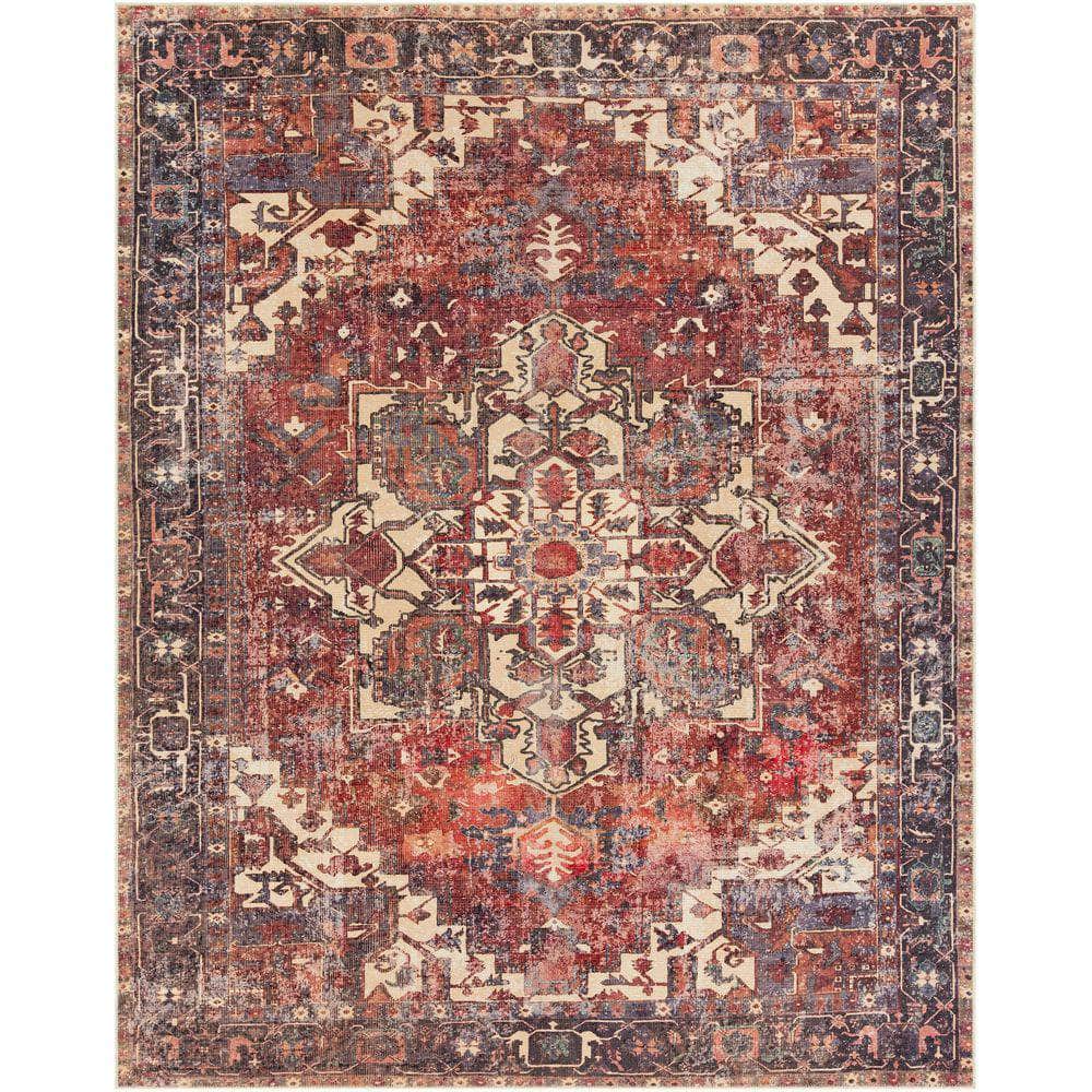 Machine Woven AML-2308 Rust, Dark Green Rugs #color_rust, dark green