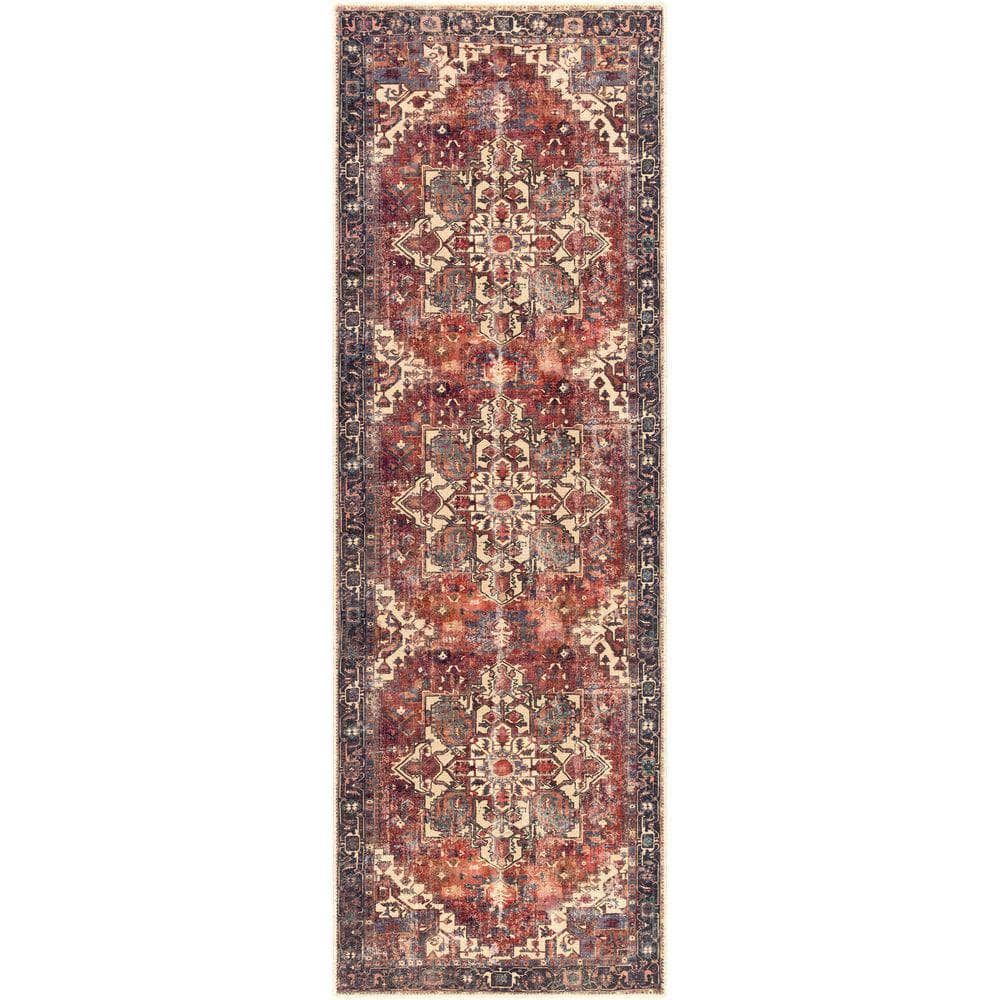 Machine Woven AML-2308 Rust, Dark Green Rugs #color_rust, dark green