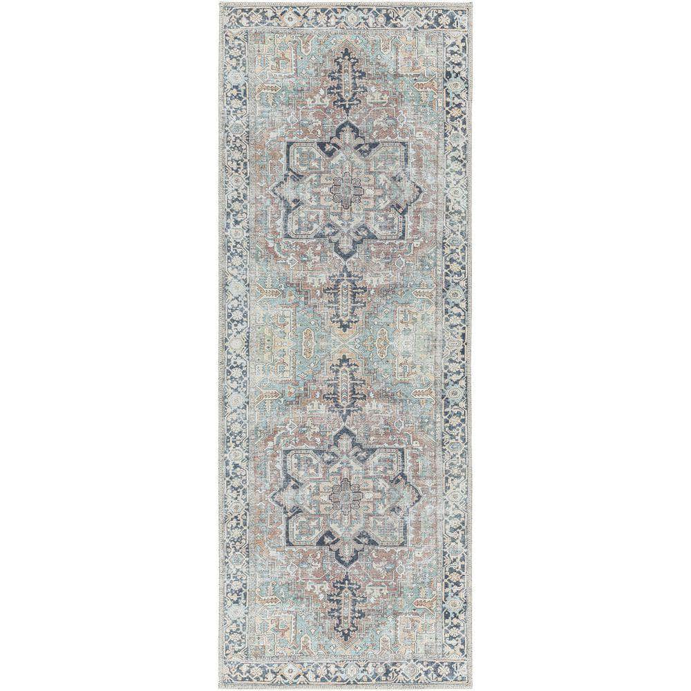 Machine Woven KMR-2307 Seafoam, Rust Rugs #color_seafoam, rust