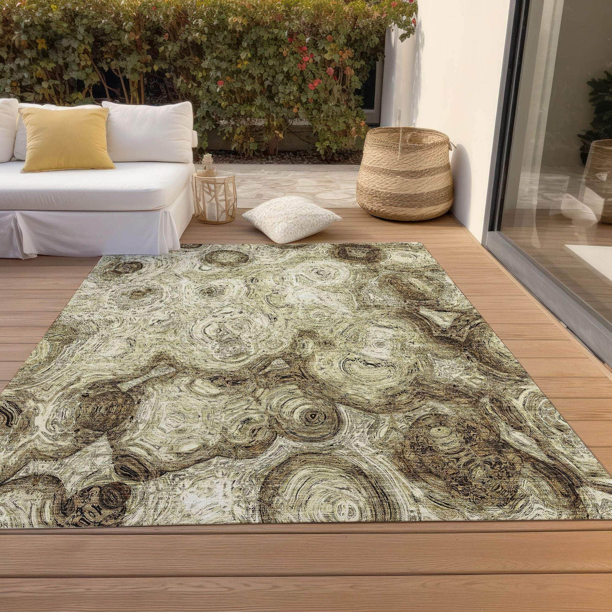 Machine Made ACN579 Beige Brown Rugs 