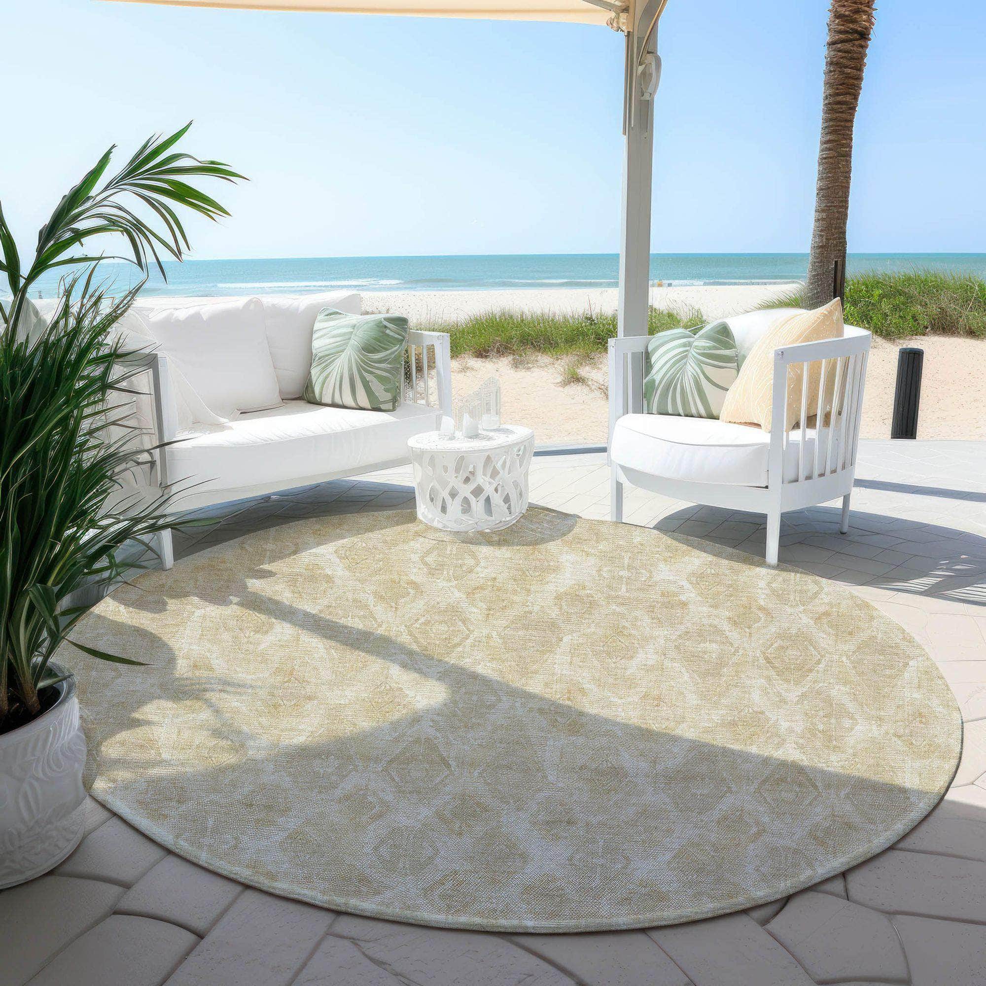 Machine Made ACN622 Beige Brown Rugs 