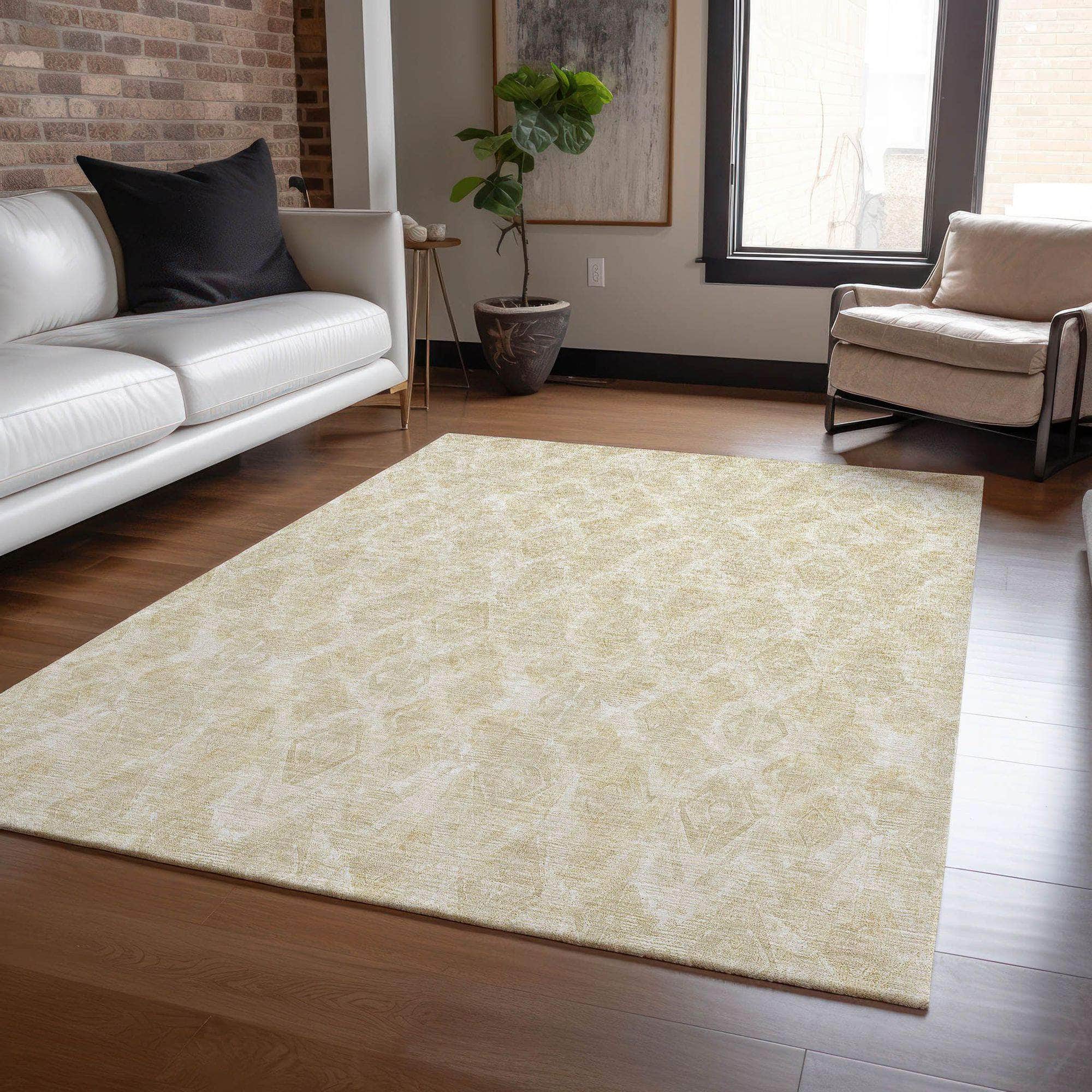 Machine Made ACN622 Beige Brown Rugs 