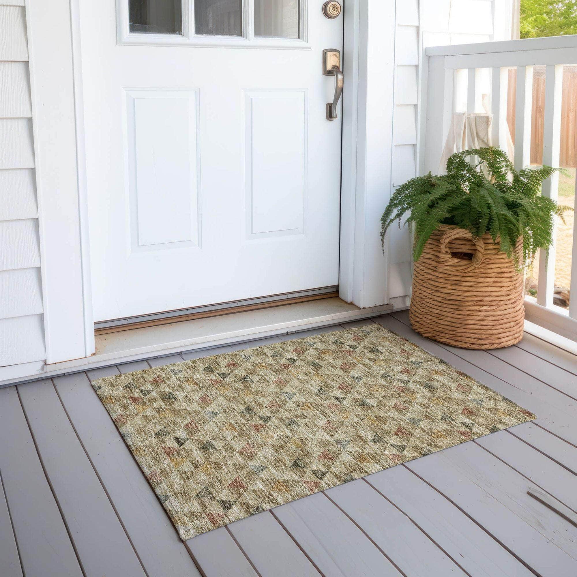 Machine Made ACN612 Beige Brown Rugs 