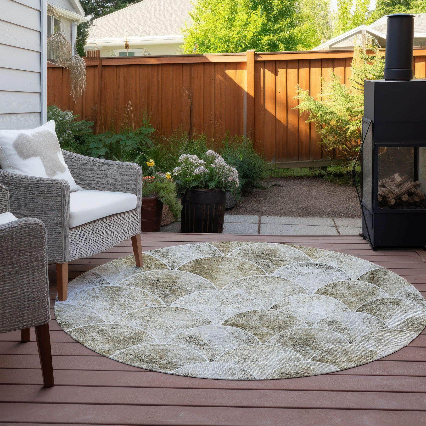 Machine Made ACN594 Beige Brown Rugs 