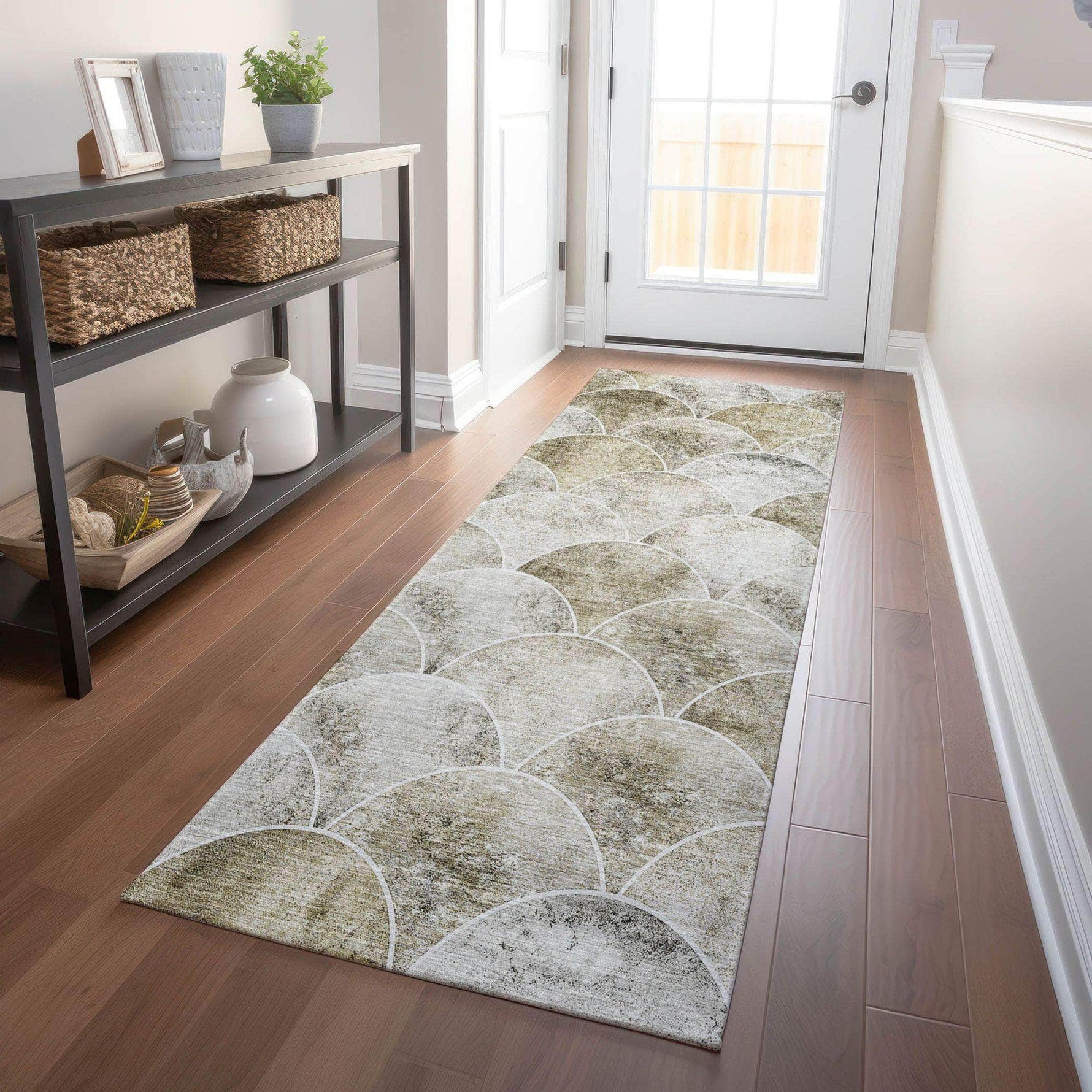 Machine Made ACN594 Beige Brown Rugs 