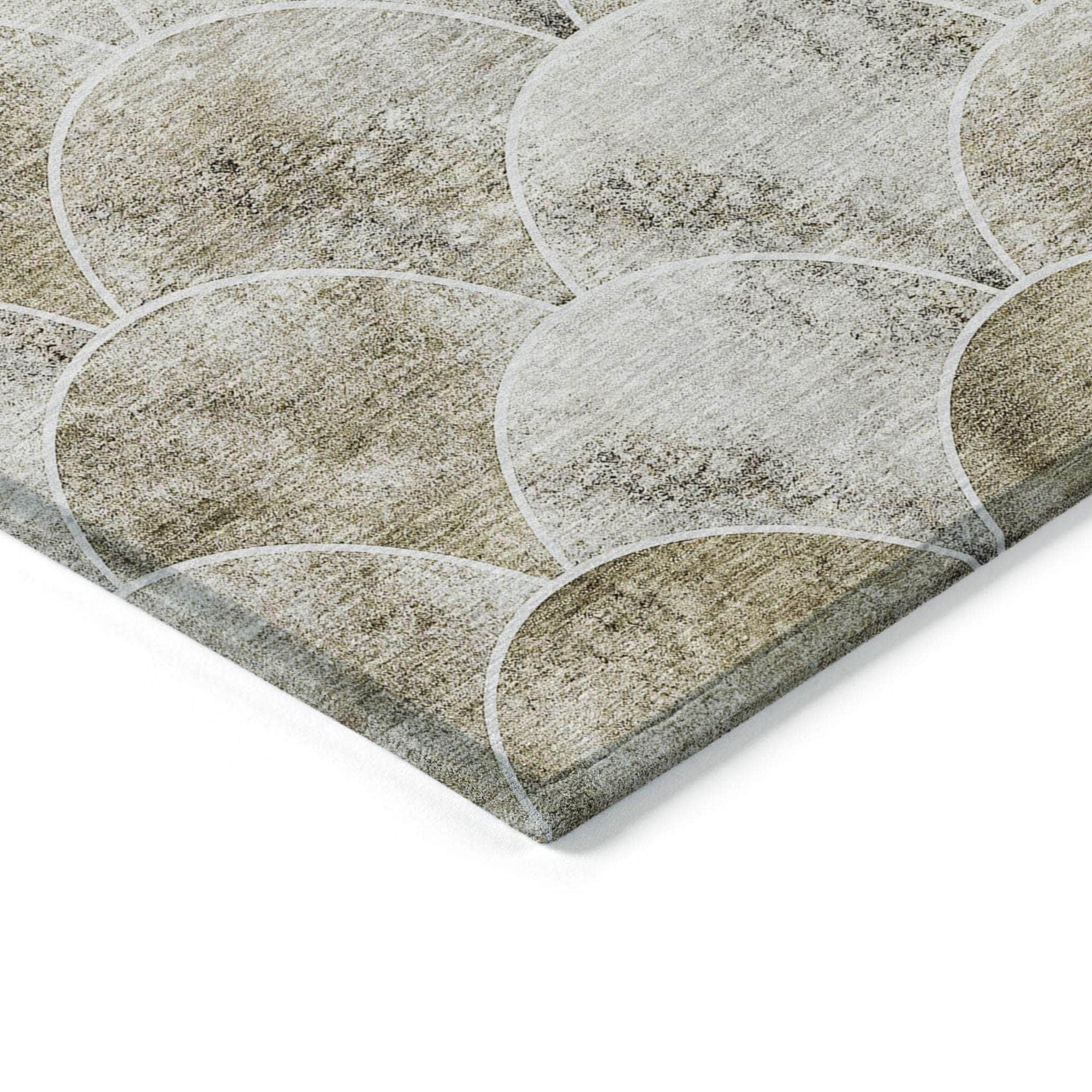 Machine Made ACN594 Beige Brown Rugs 