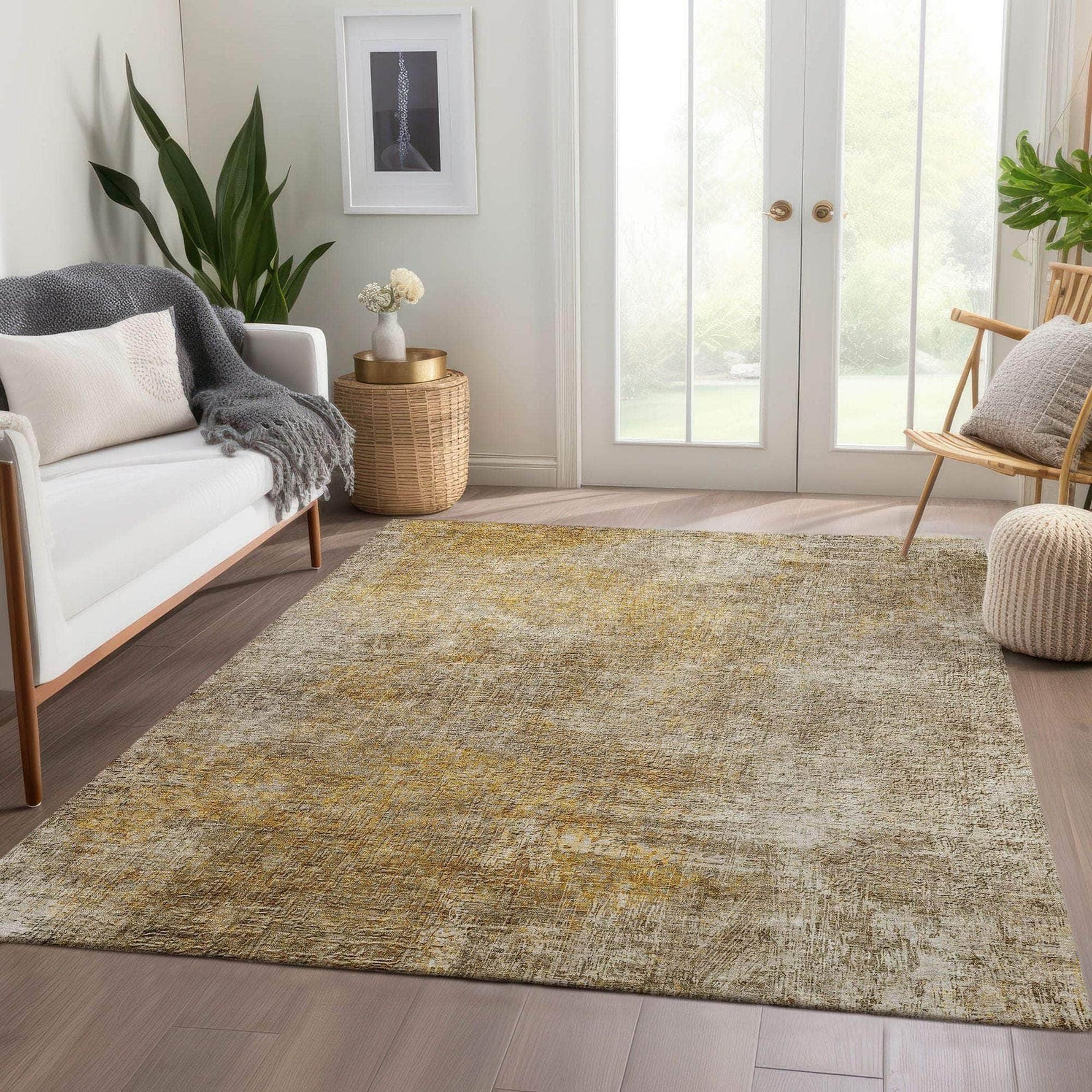 Machine Made ACN593 Beige Brown Rugs 