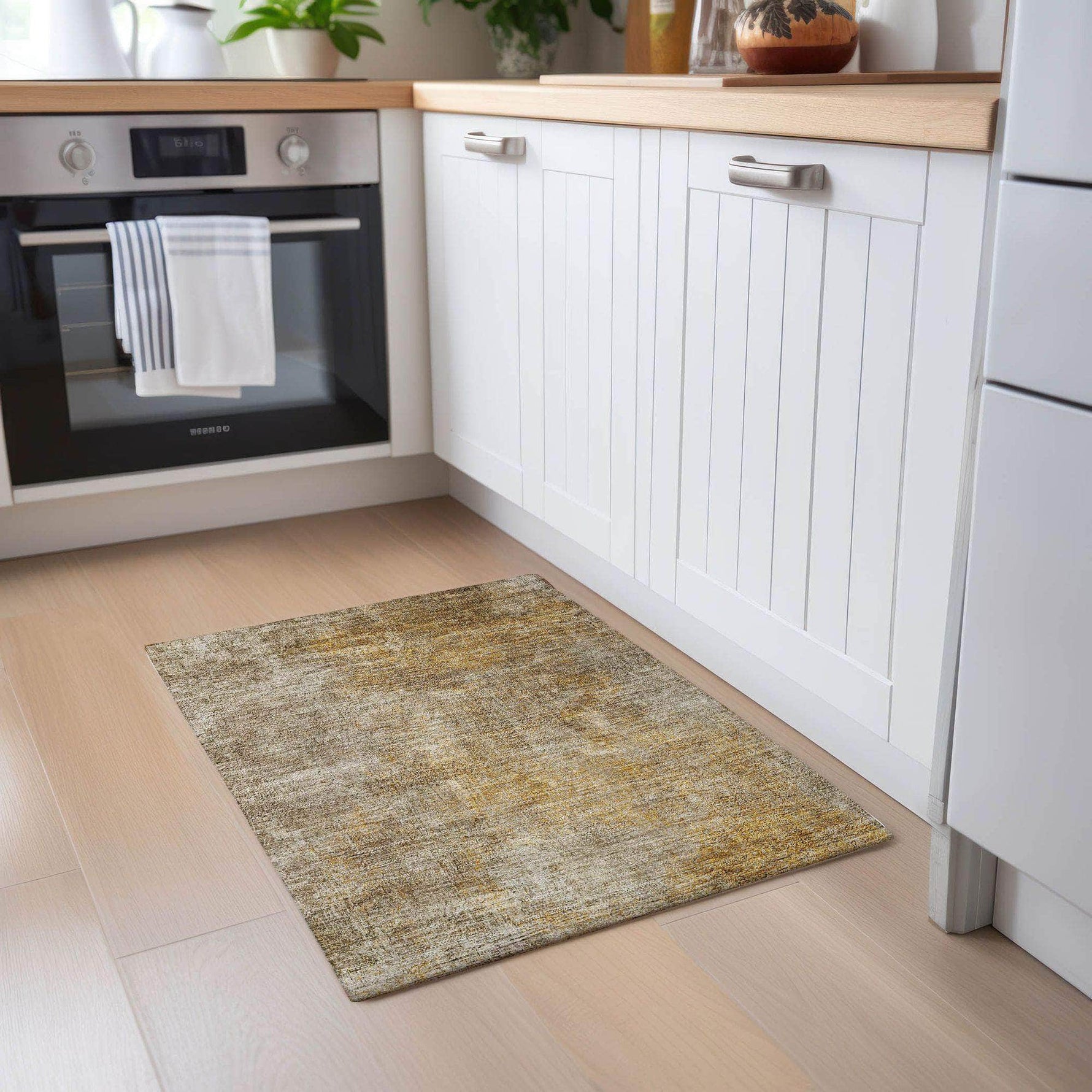 Machine Made ACN593 Beige Brown Rugs 