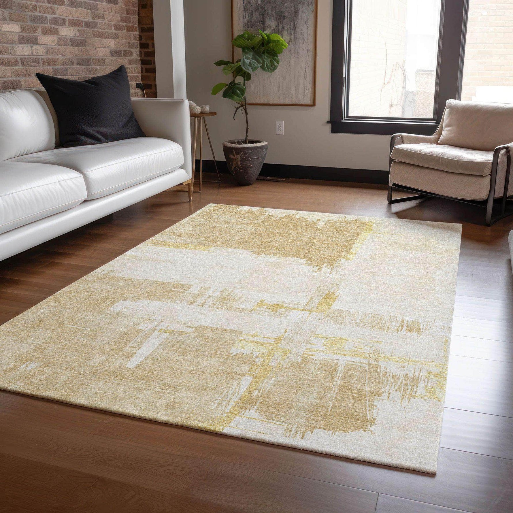 Machine Made ACN624 Beige Brown Rugs 