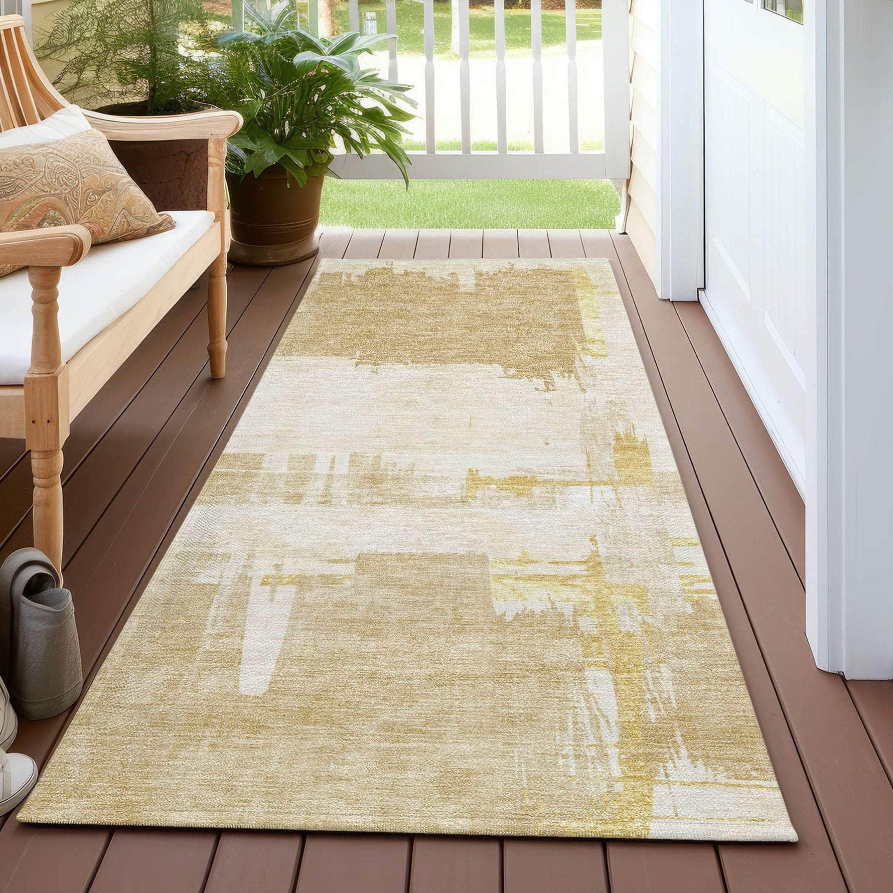 Machine Made ACN624 Beige Brown Rugs 