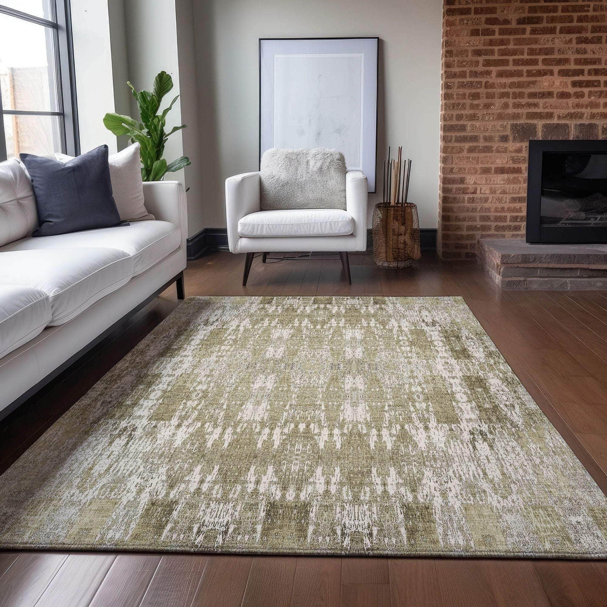 Machine Made ACN580 Beige Brown Rugs 