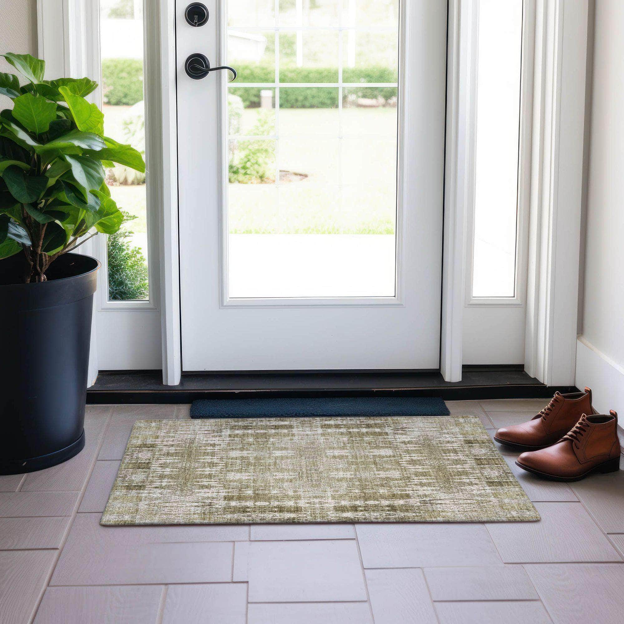 Machine Made ACN580 Beige Brown Rugs 