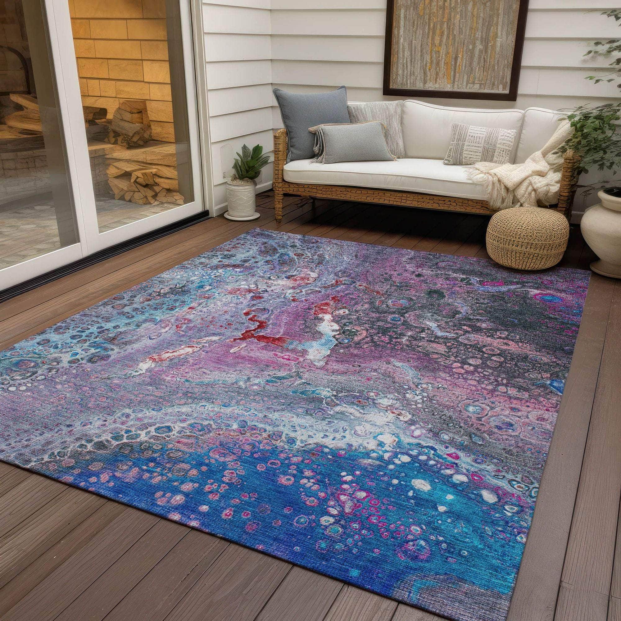 Machine Made ACN588 Blue  Rugs 