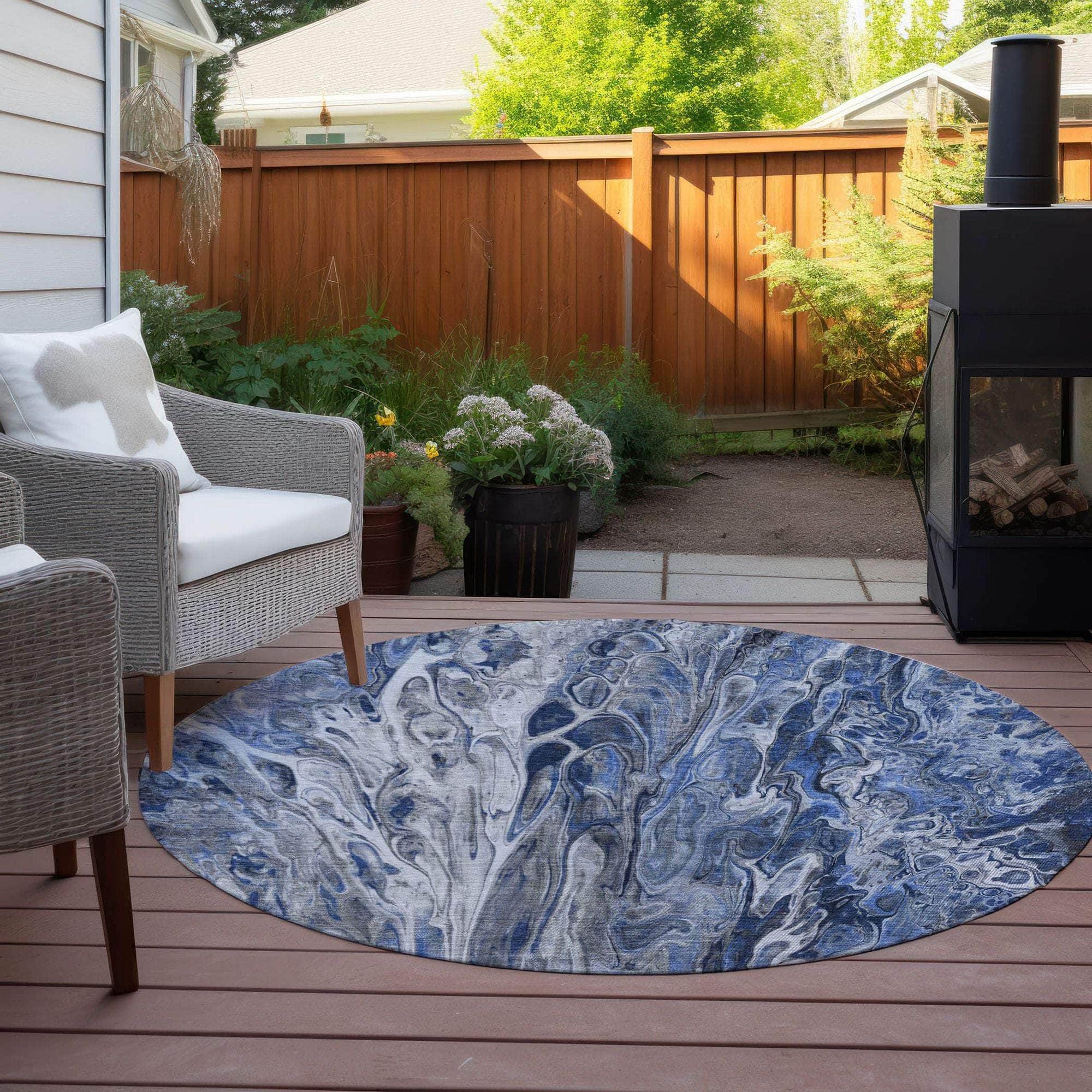 Machine Made ACN602 Blue  Rugs 