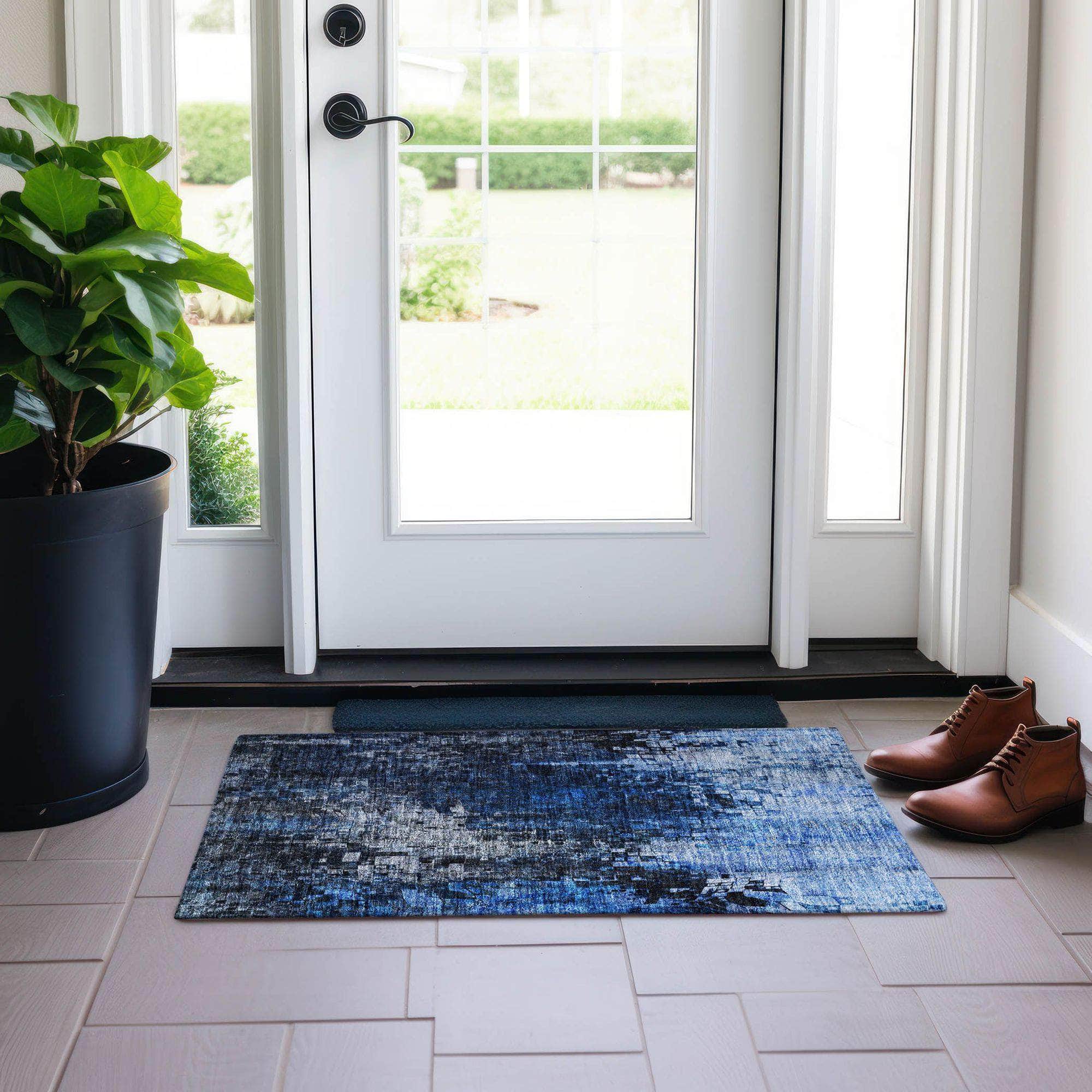 Machine Made ACN581 Blue  Rugs 
