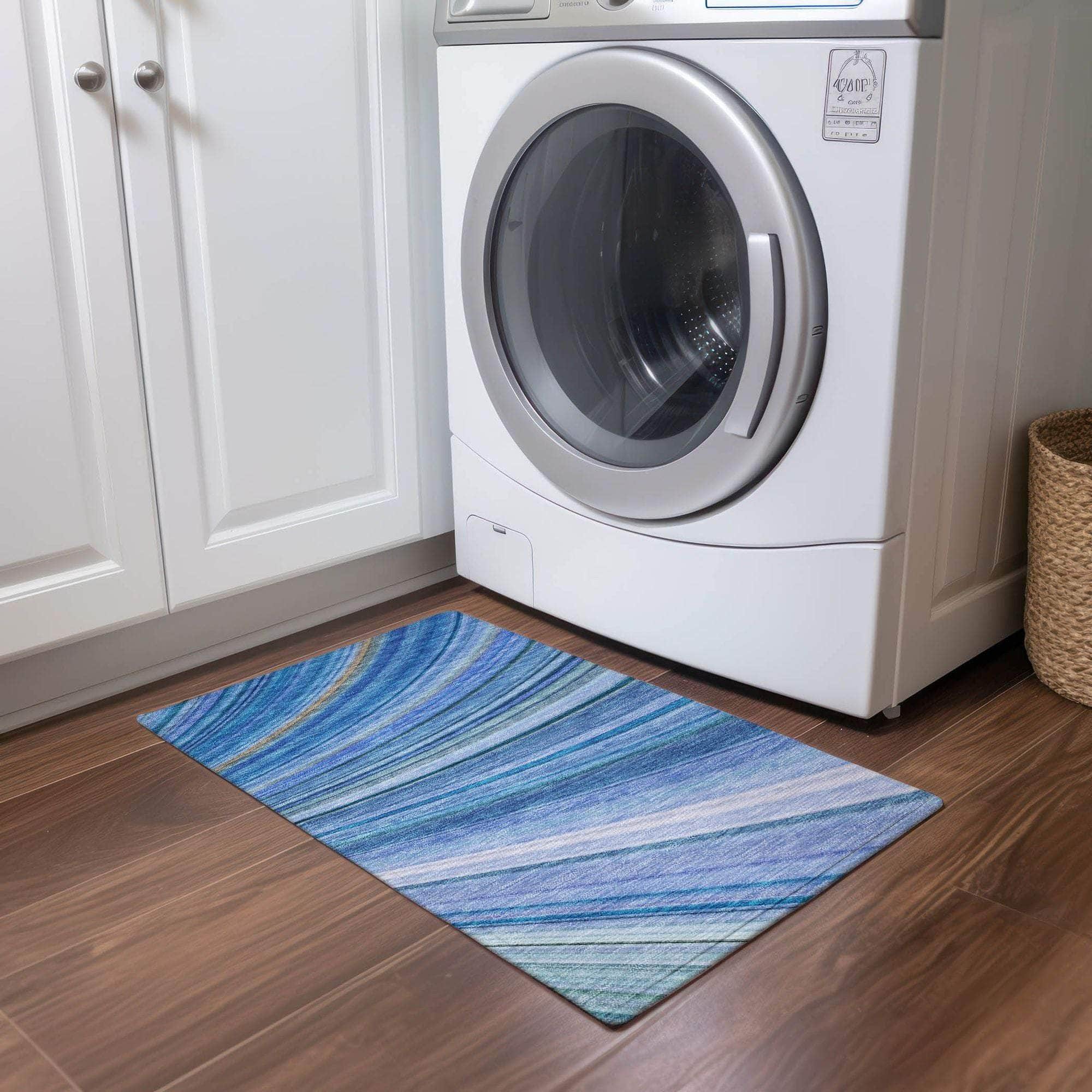 Machine Made ACN585 Blue  Rugs 