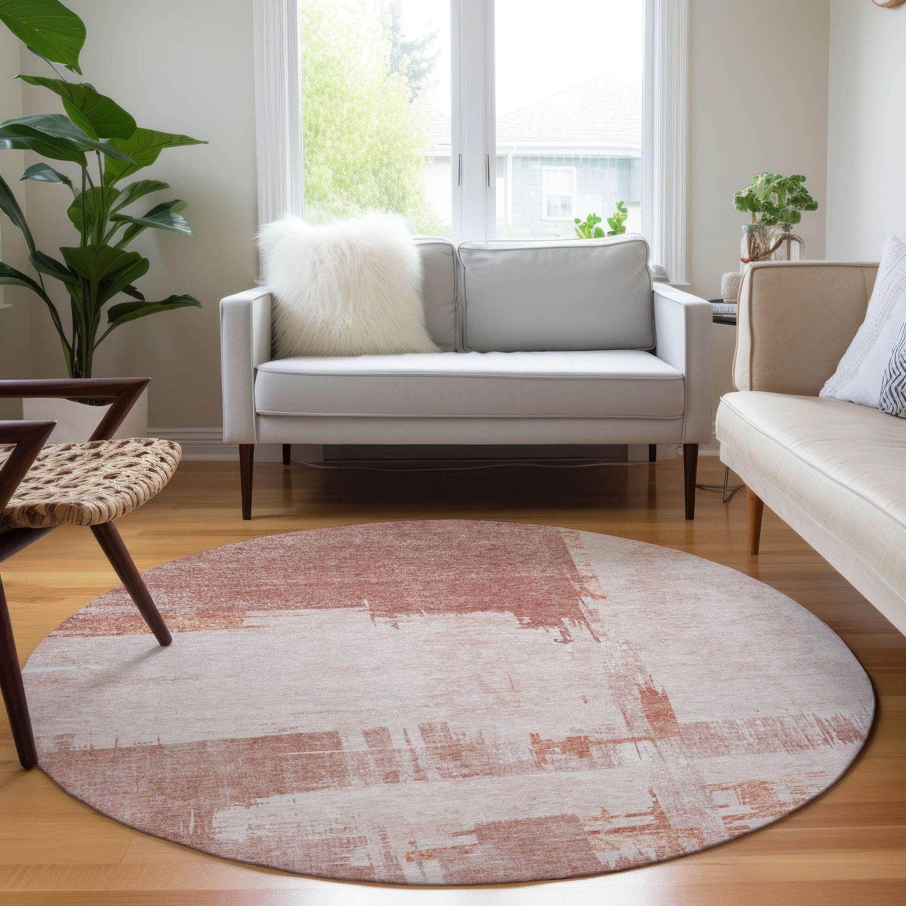 Machine Made ACN624 Blush Pink Rugs 