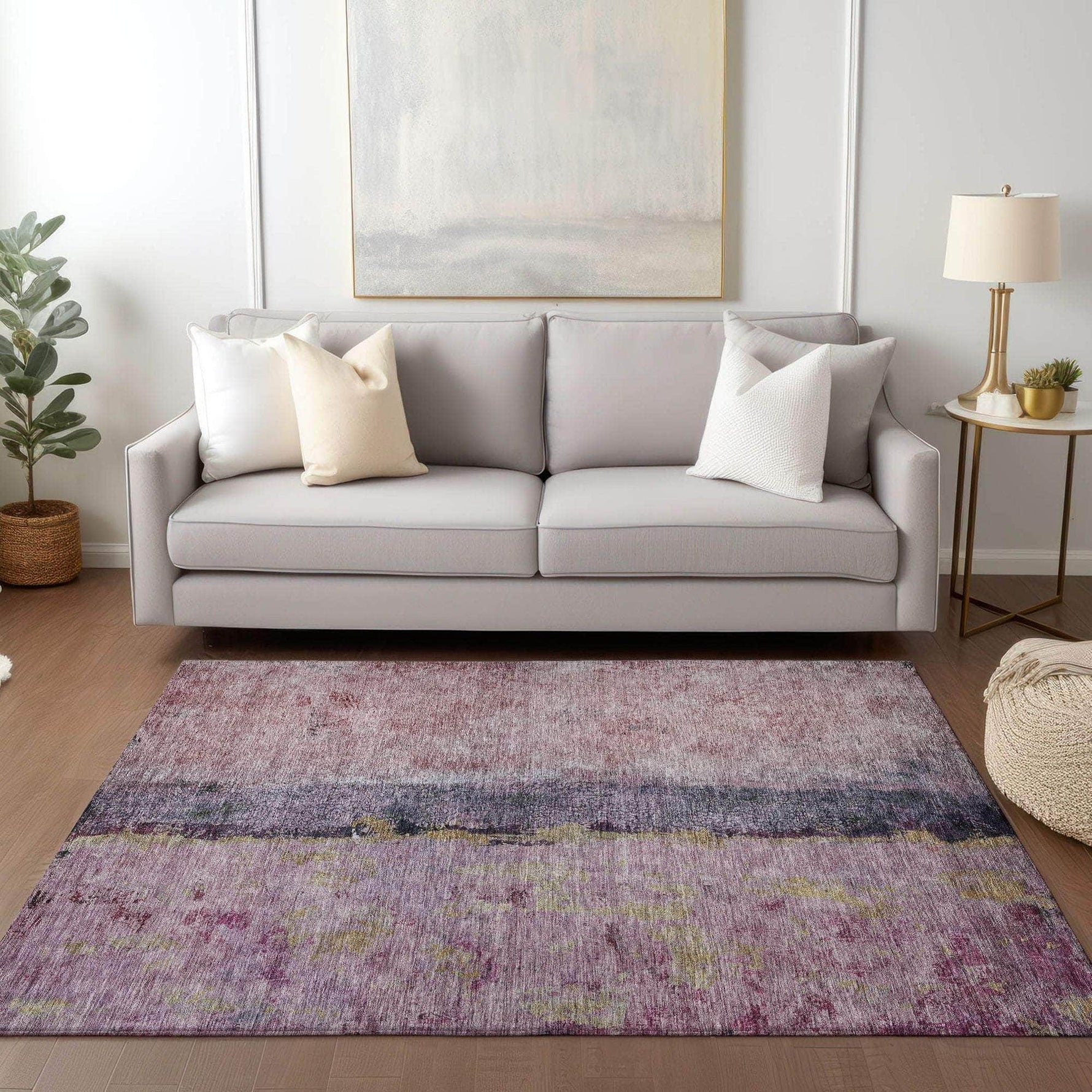 Machine Made ACN605 Blush Pink Rugs 