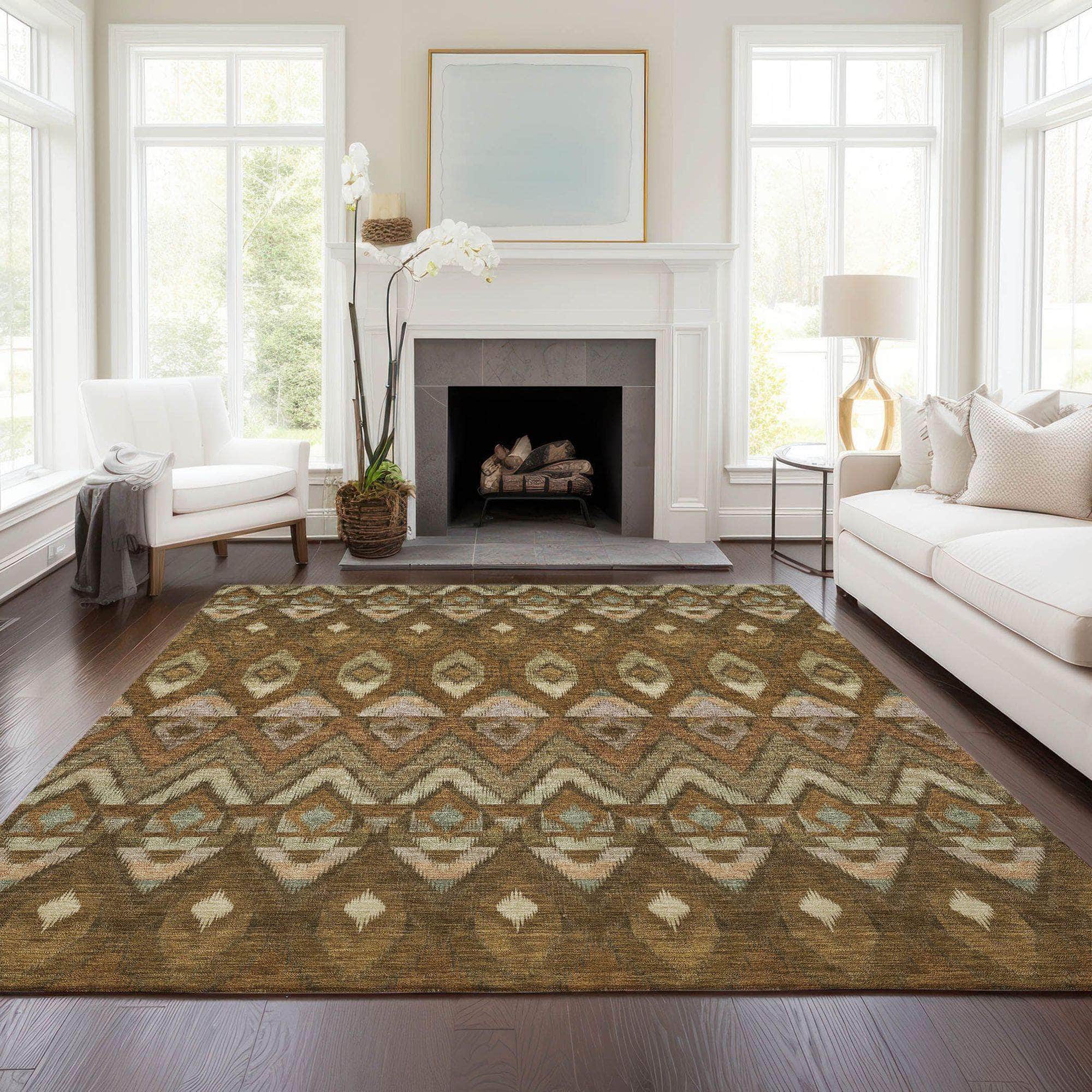 Machine Made ACN617 Brown  Rugs 