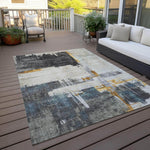 Machine Made ACN624 Charcoal Gray Rugs 