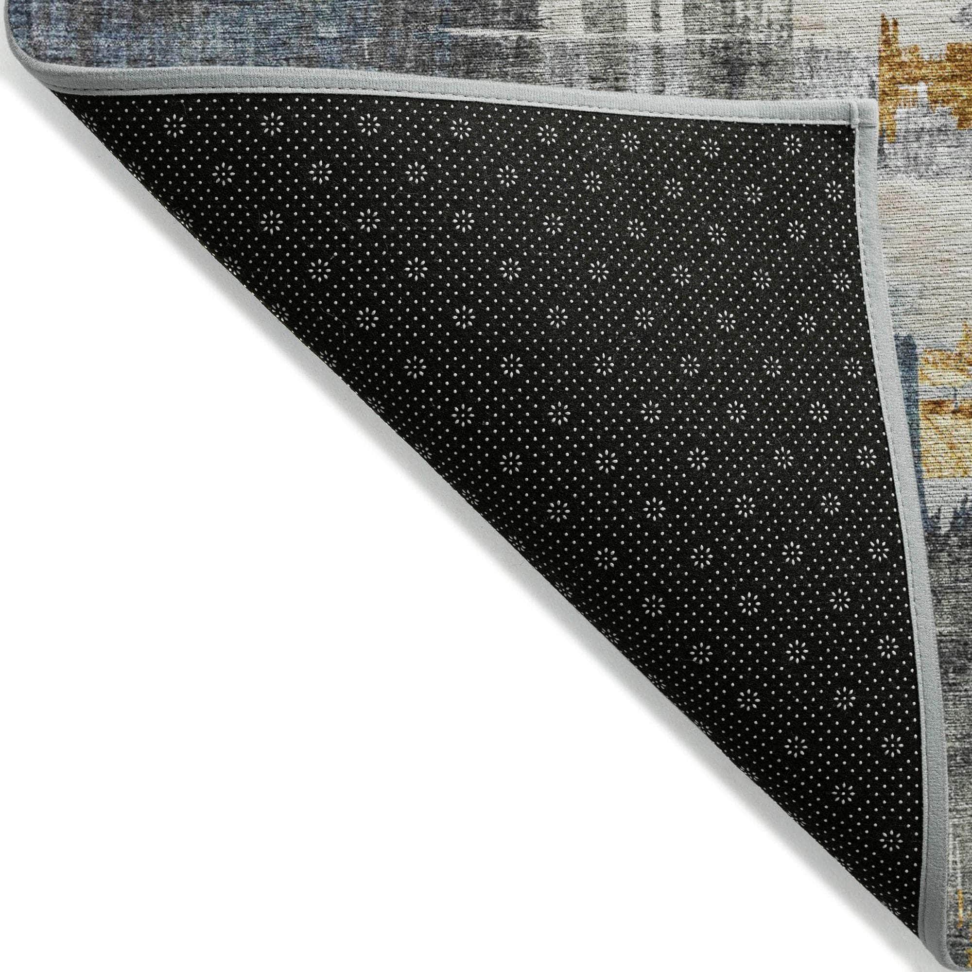 Machine Made ACN624 Charcoal Gray Rugs 