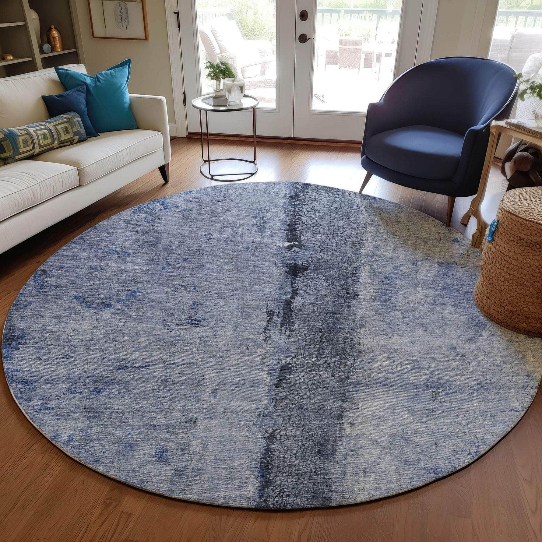 Machine Made ACN605 Denim Blue Rugs 