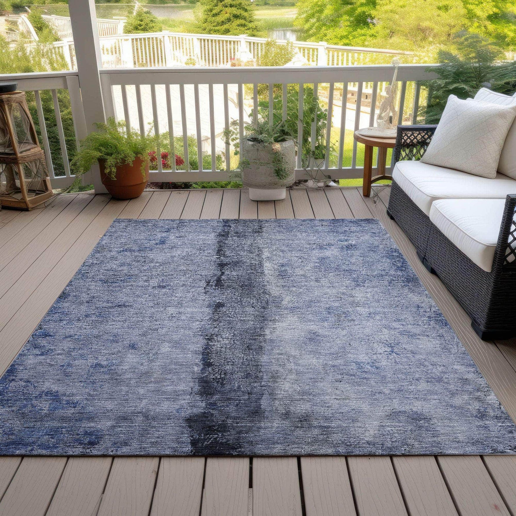 Machine Made ACN605 Denim Blue Rugs 
