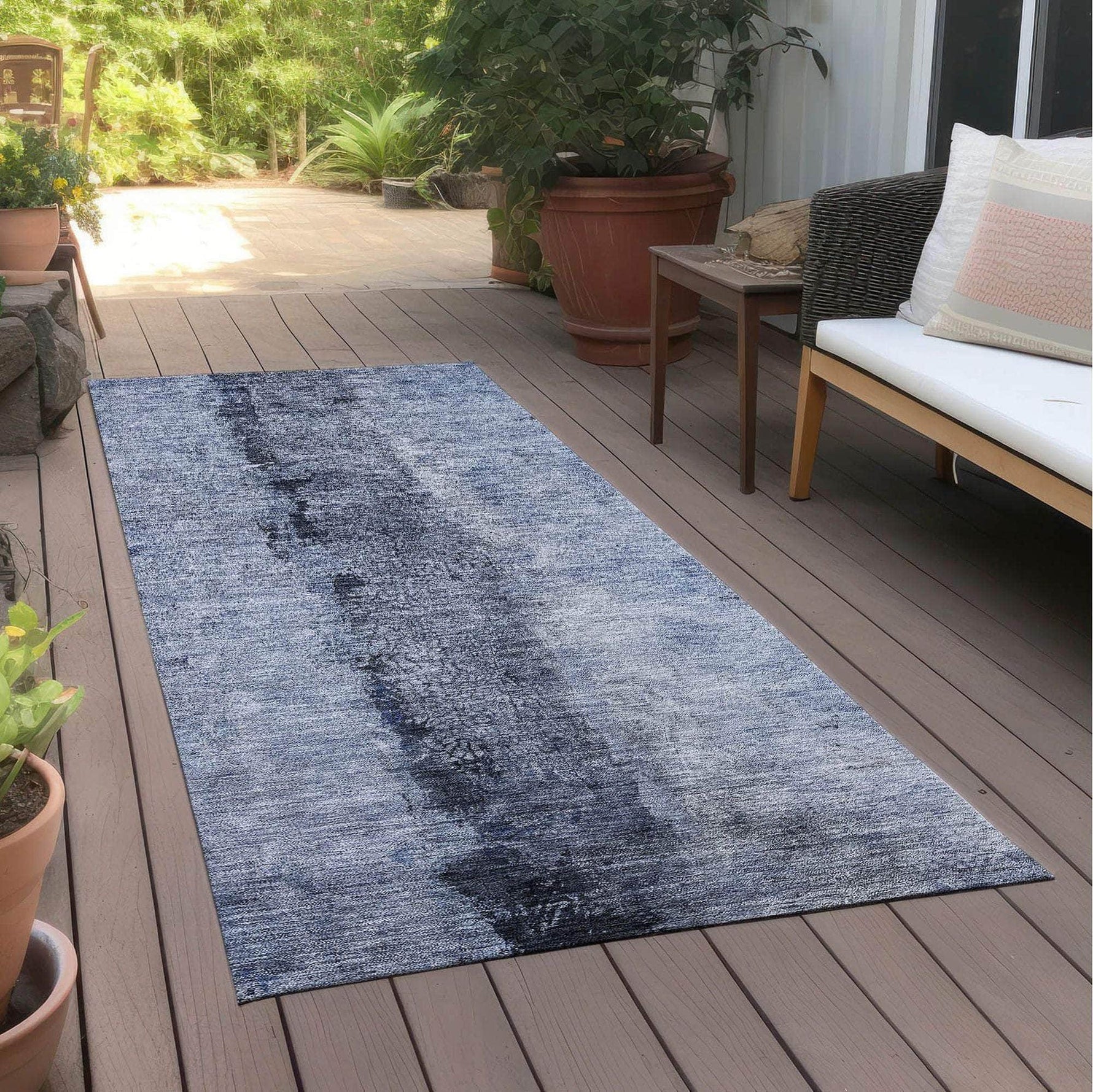 Machine Made ACN605 Denim Blue Rugs 