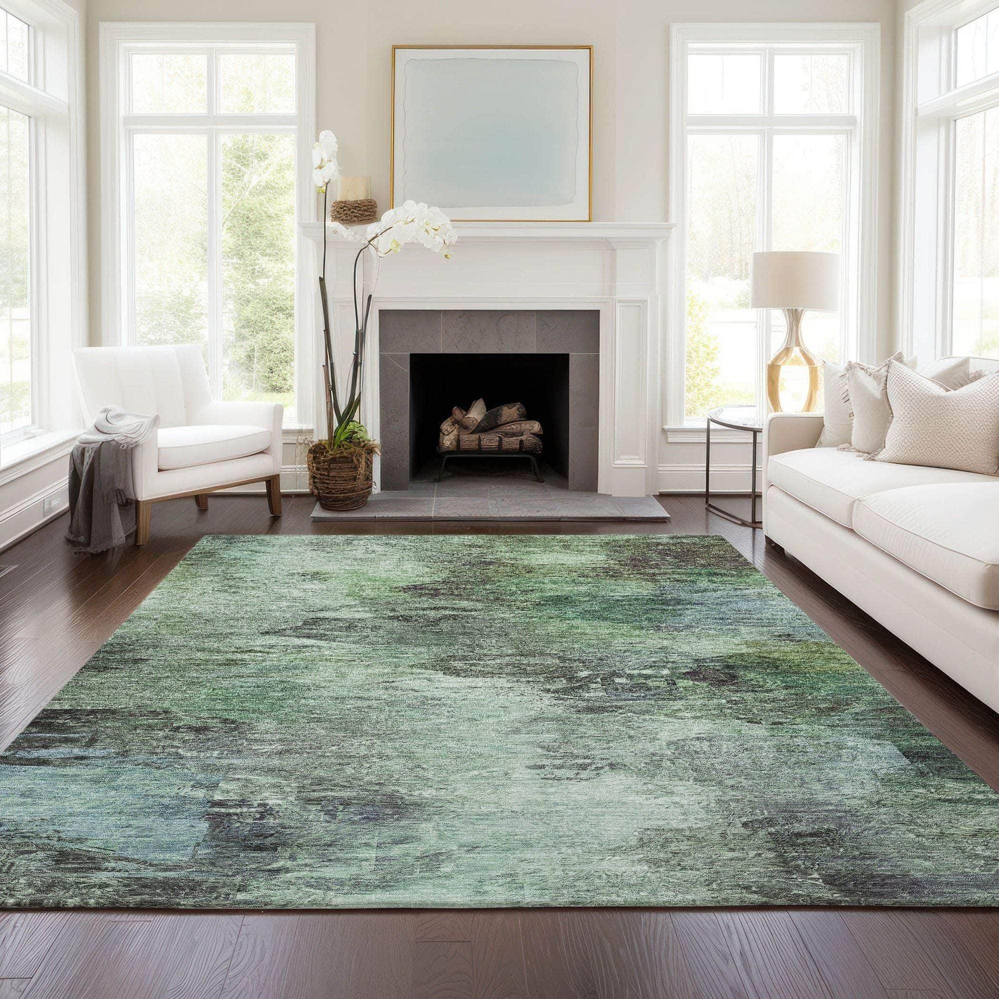 Machine Made ACN592 Green  Rugs 