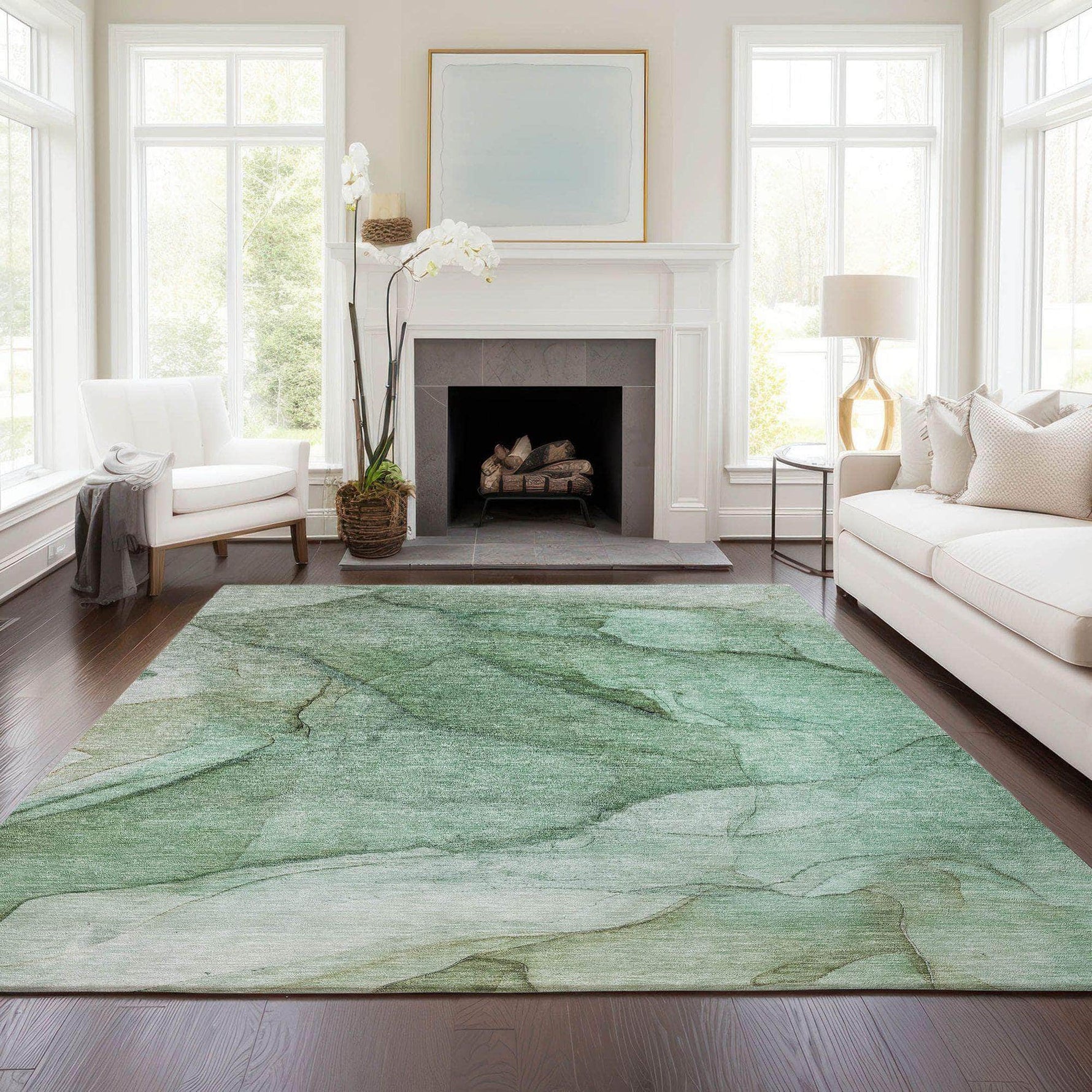 Machine Made ACN607 Green  Rugs 